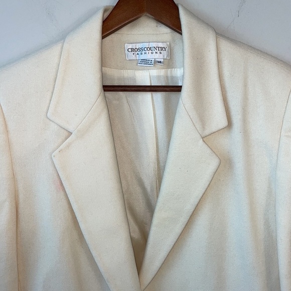 Vintage Cross Country White wool blazer flawed women size 14 - Picture 2 of 11